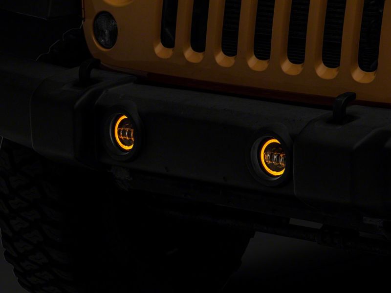 Raxiom 07-18 Jeep Wrangler JK Axial Series Halo LED Fog Lights- Amber