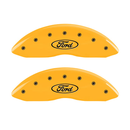 MGP 4 Caliper Covers Engraved F & R Ford Logo Yellow Finish Black Char 2006 Ford F-350 Super Duty