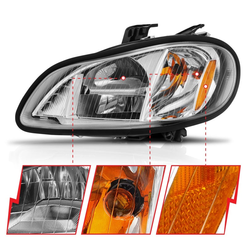 ANZO 2002-2014 Freightliner M2 LED Crystal Headlights Chrome Housing w/ Clear Lens (Pair)