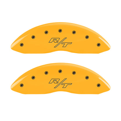 MGP 4 Caliper Covers Engraved Front & Rear Vintage Style/RT Yellow finish black ch