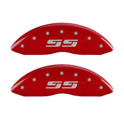 MGP 4 Caliper Covers Engraved Front & Rear MGP Red finish silver ch