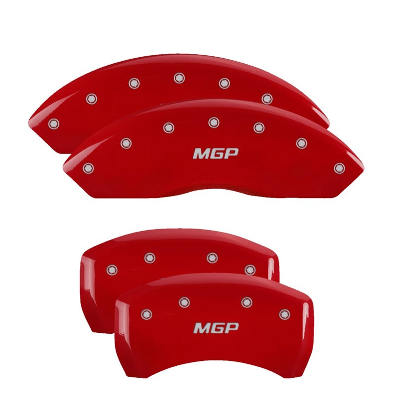 MGP 4 Caliper Covers Engraved Front & Rear MGP Red Finish Silver Char 2019 Chevrolet Blazer