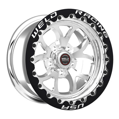 Weld S76 15x9 / 5x4.5 BP / 6.5in. BS Polished Wheel (Medium Pad) - Black Single Beadlock MT