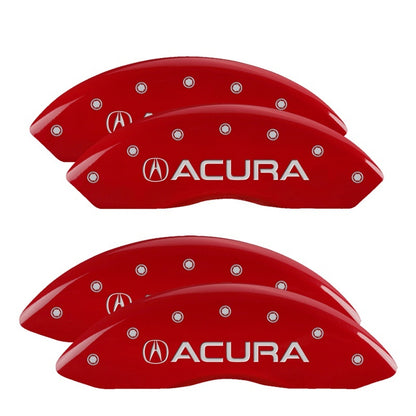 MGP 4 Caliper Covers Engraved Front & Rear Acura Red finish silver ch