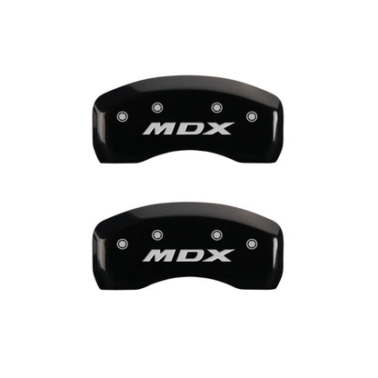 MGP 4 Caliper Covers Engraved Front Acura Engraved Rear MDX Black finish silver ch