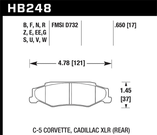 Hawk 03-04 Chevrolet Corvette 5.7L 50th Anniversary Edition Rear ER-1 Brake Pads