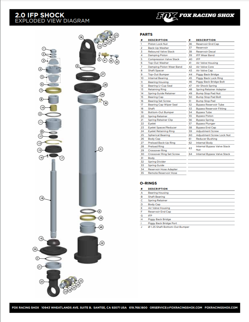 Fox Valve 1.800 OD x 0.504 ID x 0.012 TH