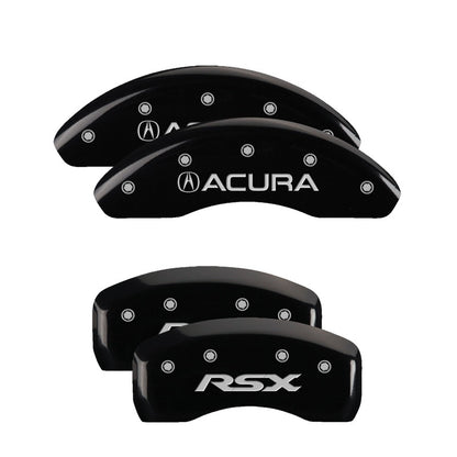 MGP 4 Caliper Covers Engraved Front Acura Engraved Rear RSX Black finish silver ch