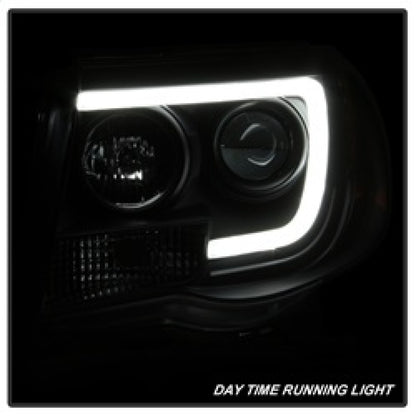 Spyder Toyota Tacoma 05-11 Projector Headlights - Light Bar DRL - Black PRO-YD-TT05V2-LB-BK