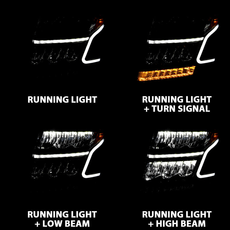 ANZO 15-20 Chevy Tahoe/Suburban LED Light Bar Style Headlights Black w/Sequential w/DRL w/Amber