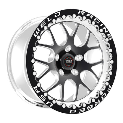 Weld S77 15x10.33 / 5x4.75 BP / 4.5in. BS Black Wheel (Medium Pad) - Black Single Beadlock MT