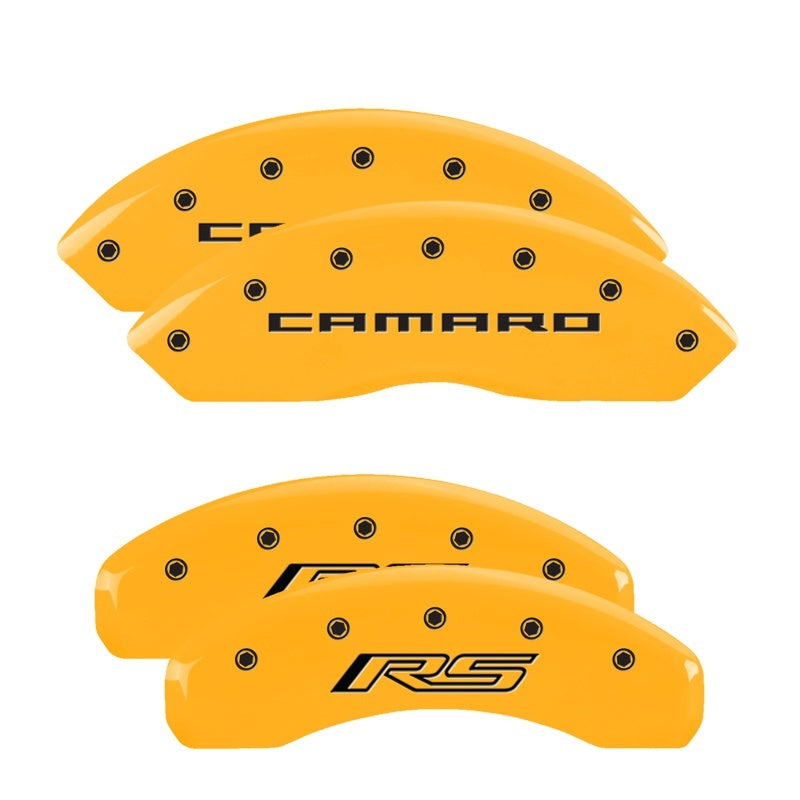 MGP 4 Caliper Covers Engraved Front & Rear MGP Yellow finish black ch