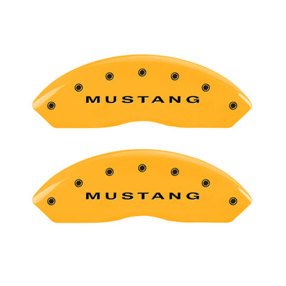 MGP 4 Caliper Covers Engraved Front Mustang Rear Bar & Pony Yellow Finish Blk Char 2006 Ford Mustang