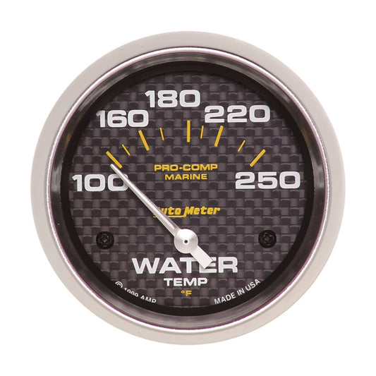 Autometer Marine Carbon Fiber 2-5/8in Electric Water Temperature Gauge 100-250 Deg F