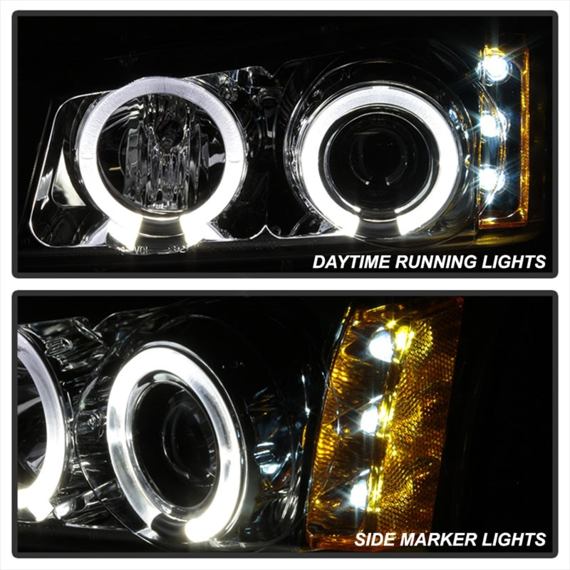 Spyder Chevy Silverado 1500 03-06 Projector Headlights LED Halo LED Ambr Reflctr Ch PRO-YD-CS03-AM-C