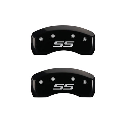 MGP 4 Caliper Covers Engraved Front & Rear Monte Carlo style/SS Black finish silver ch