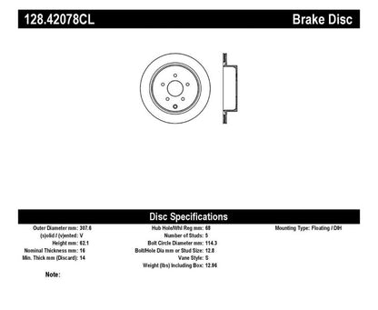 StopTech 03-12 Infiniti FX35 Drilled Sport Left Rear Cryo Rotor