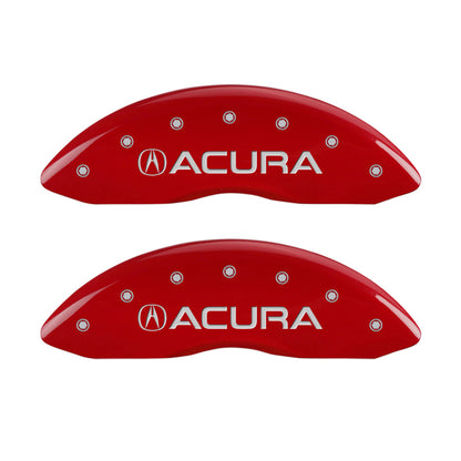 MGP 4 Caliper Covers Engraved Front & Rear Acura Red Finish Silver Char 2017 Acura MDX