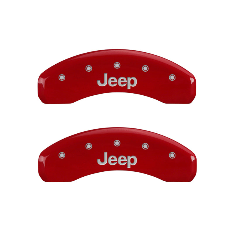 MGP 4 Caliper Covers Engraved Front & Rear JEEP Red finish silver ch