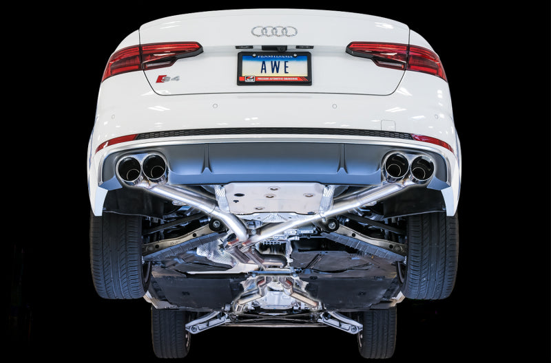 AWE Tuning Audi B9 S4 Track Edition Exhaust - Non-Resonated (Black 102mm Tips)