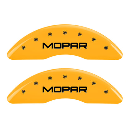 MGP 4 Caliper Covers Engraved Front & Rear MOPAR Yellow finish black ch