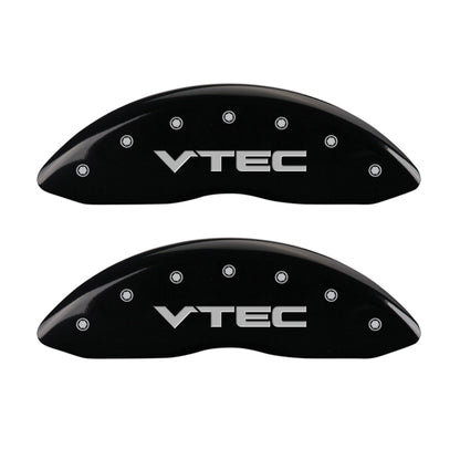 MGP 4 Caliper Covers Engraved Front & Rear Vtech Black finish silver ch