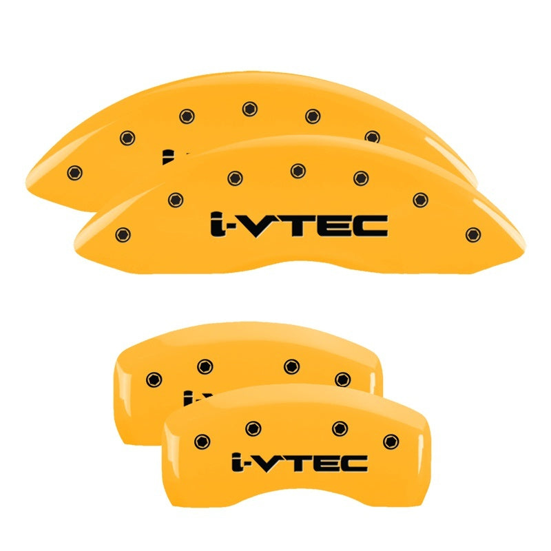 MGP 4 Caliper Covers Engraved Front & Rear I-Vtec Yellow Finish Black Char 2017 Acura ILX