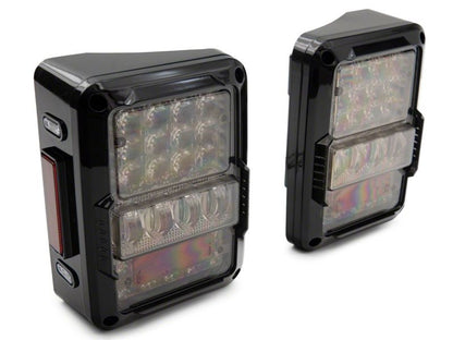 Raxiom 07-18 Jeep Wrangler JK Axial Series Lux LED Tail Lights- Blk Housing (Clear Lens)