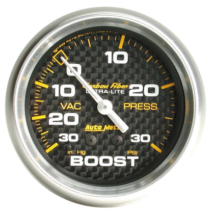 Autometer Carbon Fiber 52mm 30 PSI Mechanical Boost Gauge