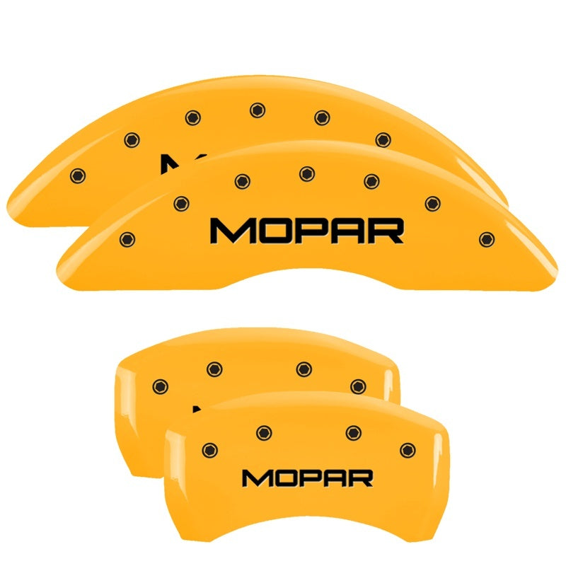 MGP 4 Caliper Covers Engraved Front & Rear MOPAR Yellow finish black ch