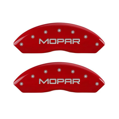 MGP Set of 4 Caliper Covers, Engraved Front and Rear: Red Powder Coat Finish, Silver Characters.