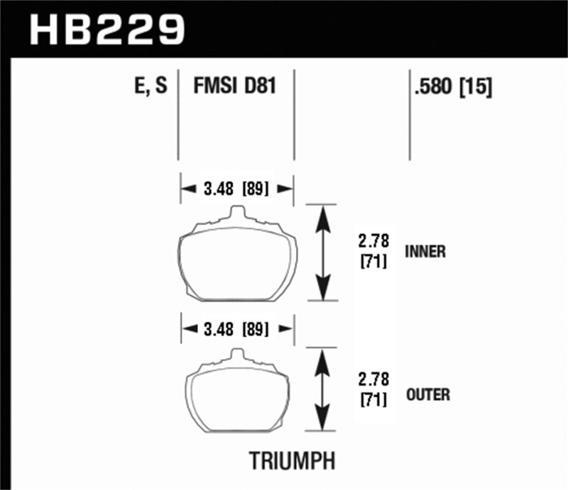 Hawk70-73 Triumph Stag Blue 9012 Race Front Brake Pads