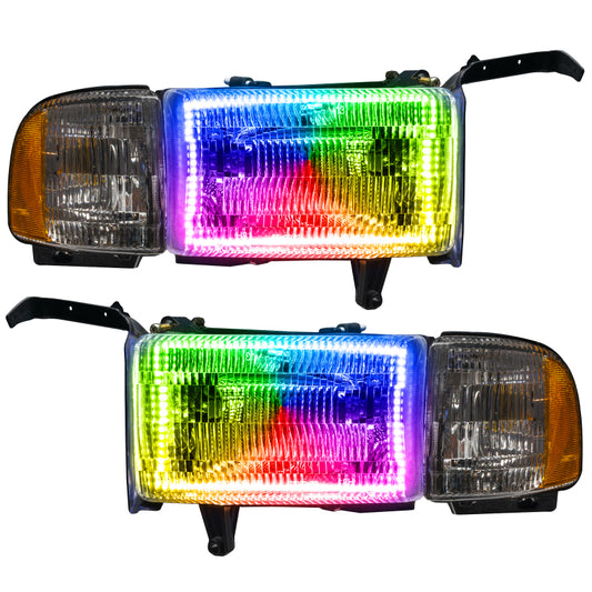 Oracle 94-02 Dodge Ram Pre-Assembled Halo Headlights - ColorSHIFT w/o Controller NO RETURNS