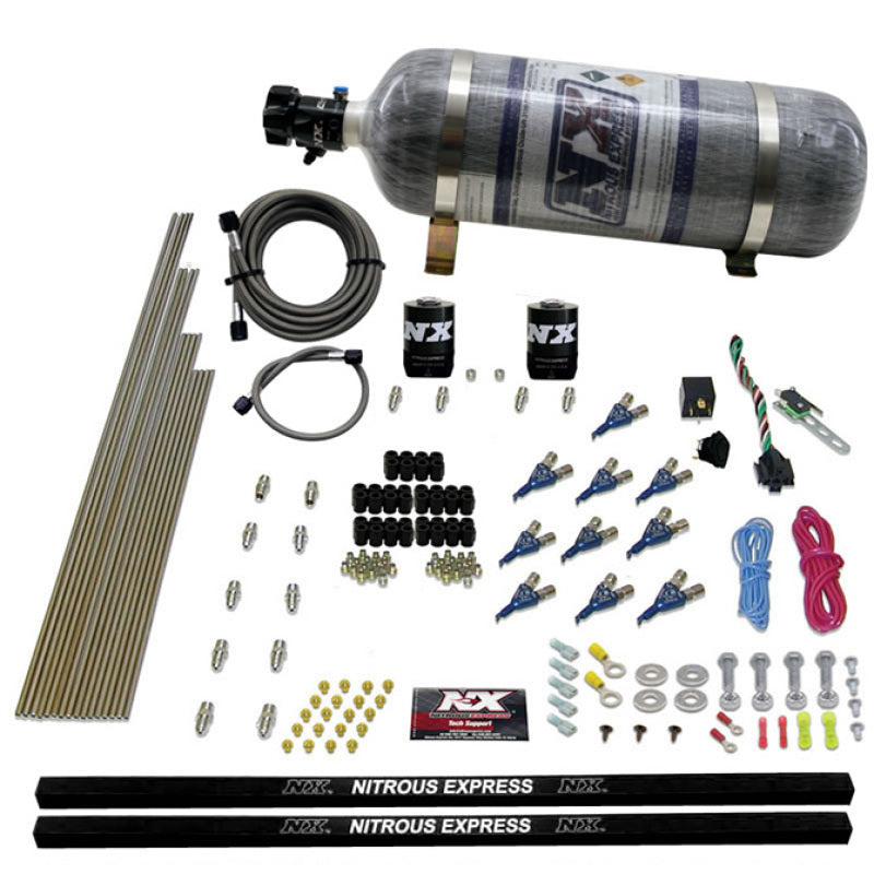 Nitrous Express 10 Cyl Piranha Nozzle Direct Port Nitrous Kit (250-500HP) w/Composite Bottle