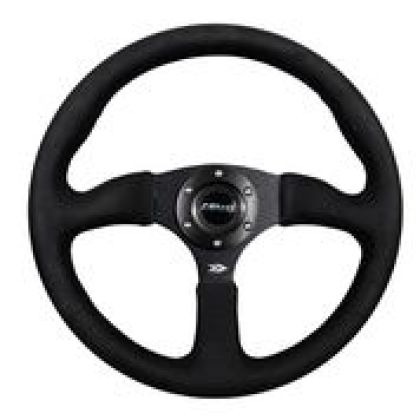 NRG - Reinforced Steering Wheel (350mm / 2.5in. Deep)Blk Alcantara Comfort Grip w/4mm Matte Blk Spokes