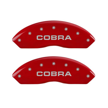 MGP 4 Caliper Covers Engraved Front & Rear Cobra Red finish silver ch