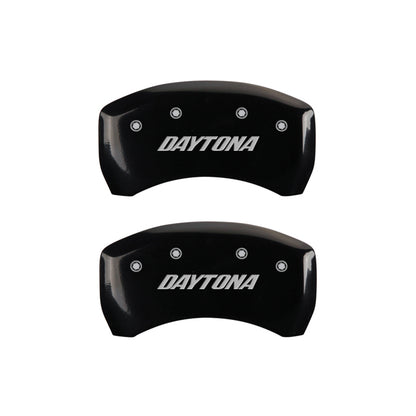 MGP 4 Caliper Covers Engraved Front & Rear Daytona Black finish silver ch