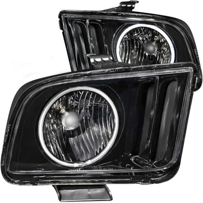 ANZO 2005-2009 Ford Mustang Crystal Headlights w/ Halo Black (CCFL)