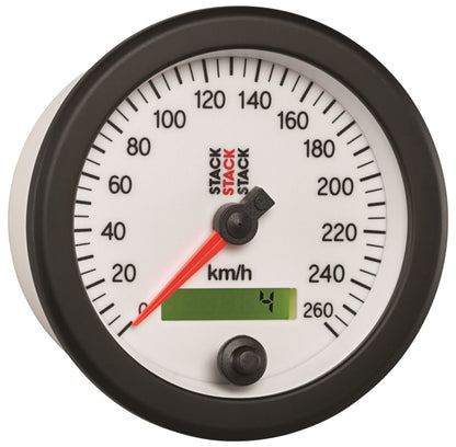 Autometer Stack Instruments 88MM 0-260 KM/H Programmable Speedometer - White