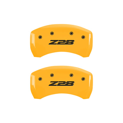 MGP 4 Caliper Covers Engraved Front Camaro Rear Z28 Yellow Finish Black Char 2000 Chevy Camaro