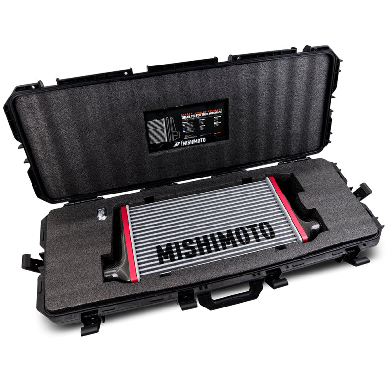 Mishimoto Universal Carbon Fiber Intercooler - Gloss Tanks - 525mm Silver Core - C-Flow - DG V-Band
