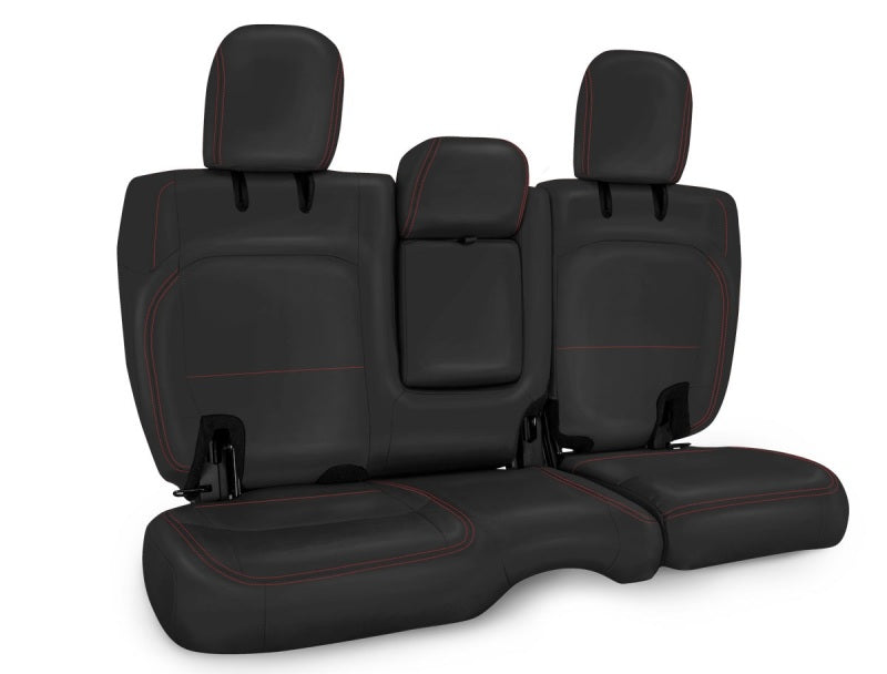 PRP 2018+ Jeep Wrangler JLU/4 Door Rear Bench Cover w/ Leather Interior - Black w/ Red Stitching