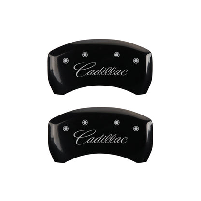 MGP 4 Caliper Covers Engraved Front & Rear Cursive/Cadillac Black finish silver ch