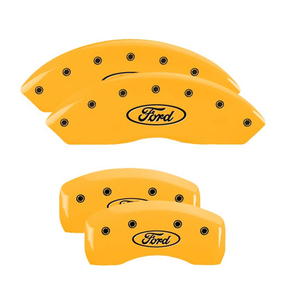 MGP 4 Caliper Covers Engraved Front & Rear MGP Yellow Finish Black Char 2008 Ford Explorer