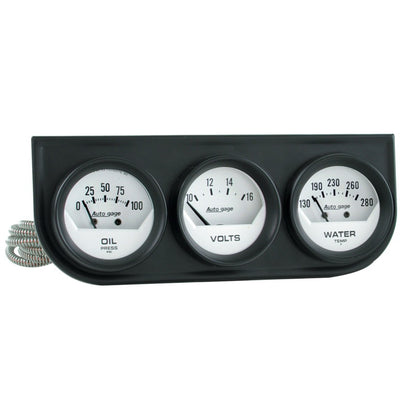 Autometer AutoGage Analog Console Oil/Water Temp/Volt 2in Gauges White Dial - Black Bezel