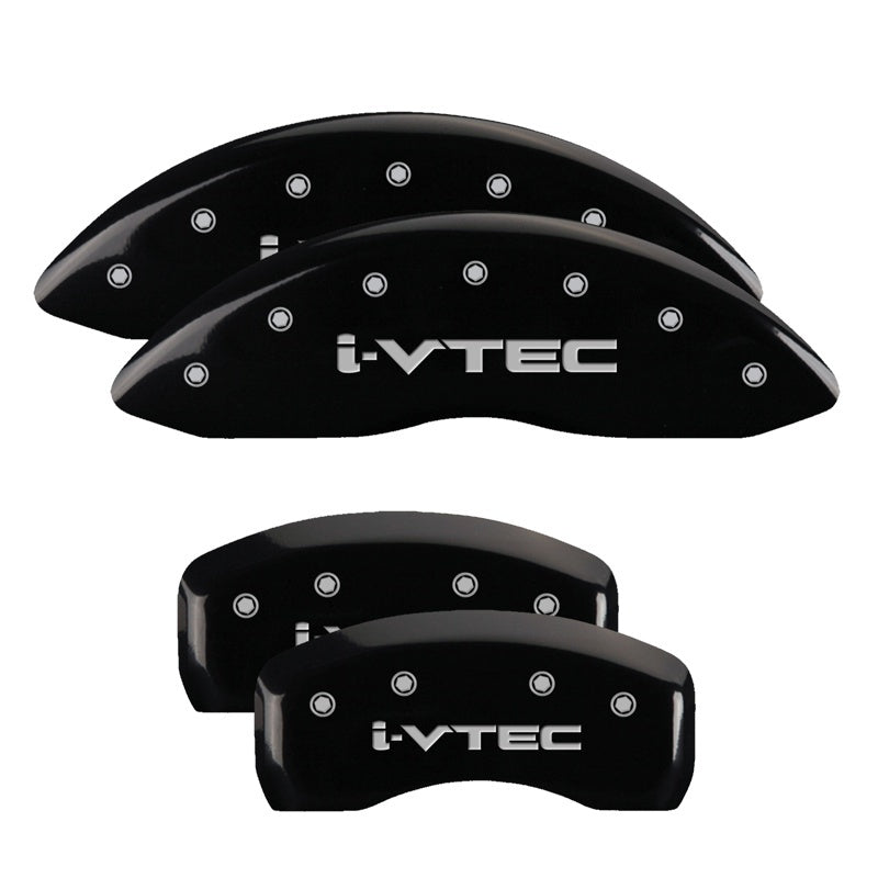 MGP Front set 2 Caliper Covers Engraved Front Vtec Black finish silver ch