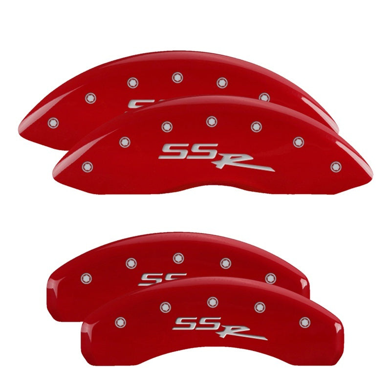 MGP 4 Caliper Covers Engraved Front & Rear SSR Red finish silver ch