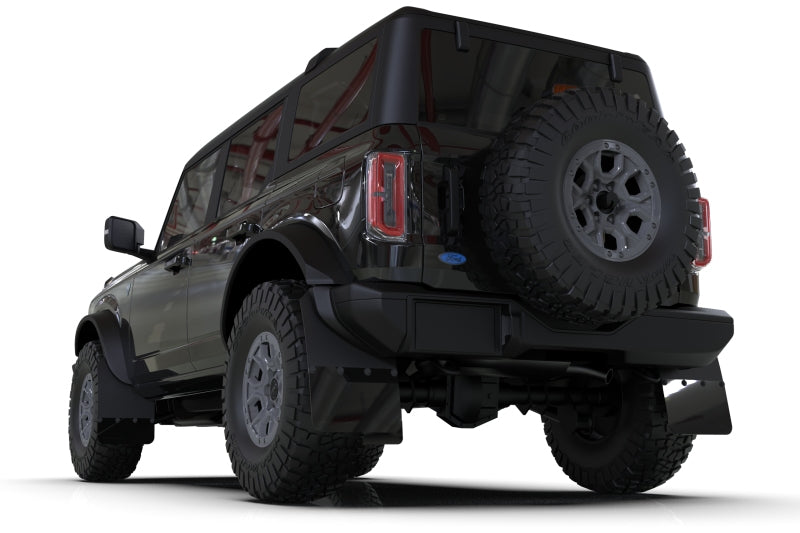 Rally Armor 21-24 Ford Bronco (Plstc Bmpr + RR - NO Rptr/Sprt) Blk Mud Flap w/Area Blue Logo