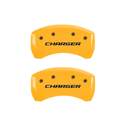 MGP 4 Caliper Covers Engraved Front & Rear Block/Charger Yellow Finish Black Char 2006 Dodge Charger