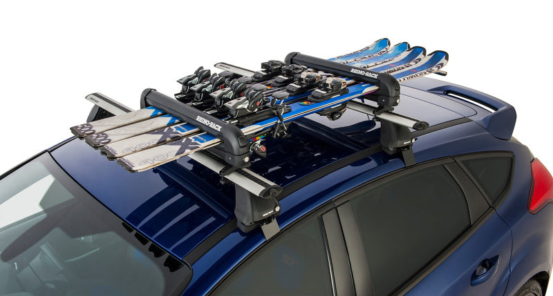 Rhino-Rack Universal Ski/Snowboard Carrier - Fits 4 Pairs of Skis or 2 Snowboards - Black